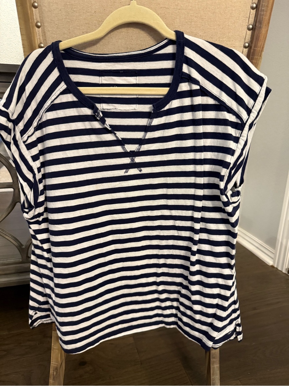 aerie Navy and White Striped Short Sleeve Tee
